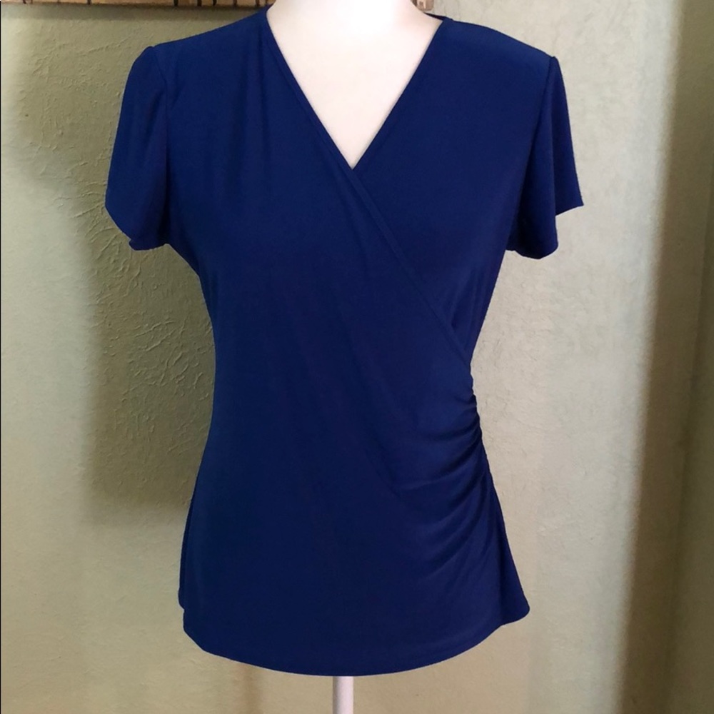 Blue Wrap Top, size M